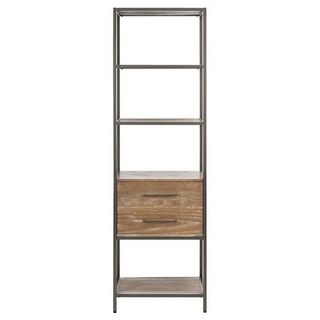 Safavieh Jola 5 Shelf 1 Drawer Etageres, Rustic Oak & Gunmetal ETG6400A